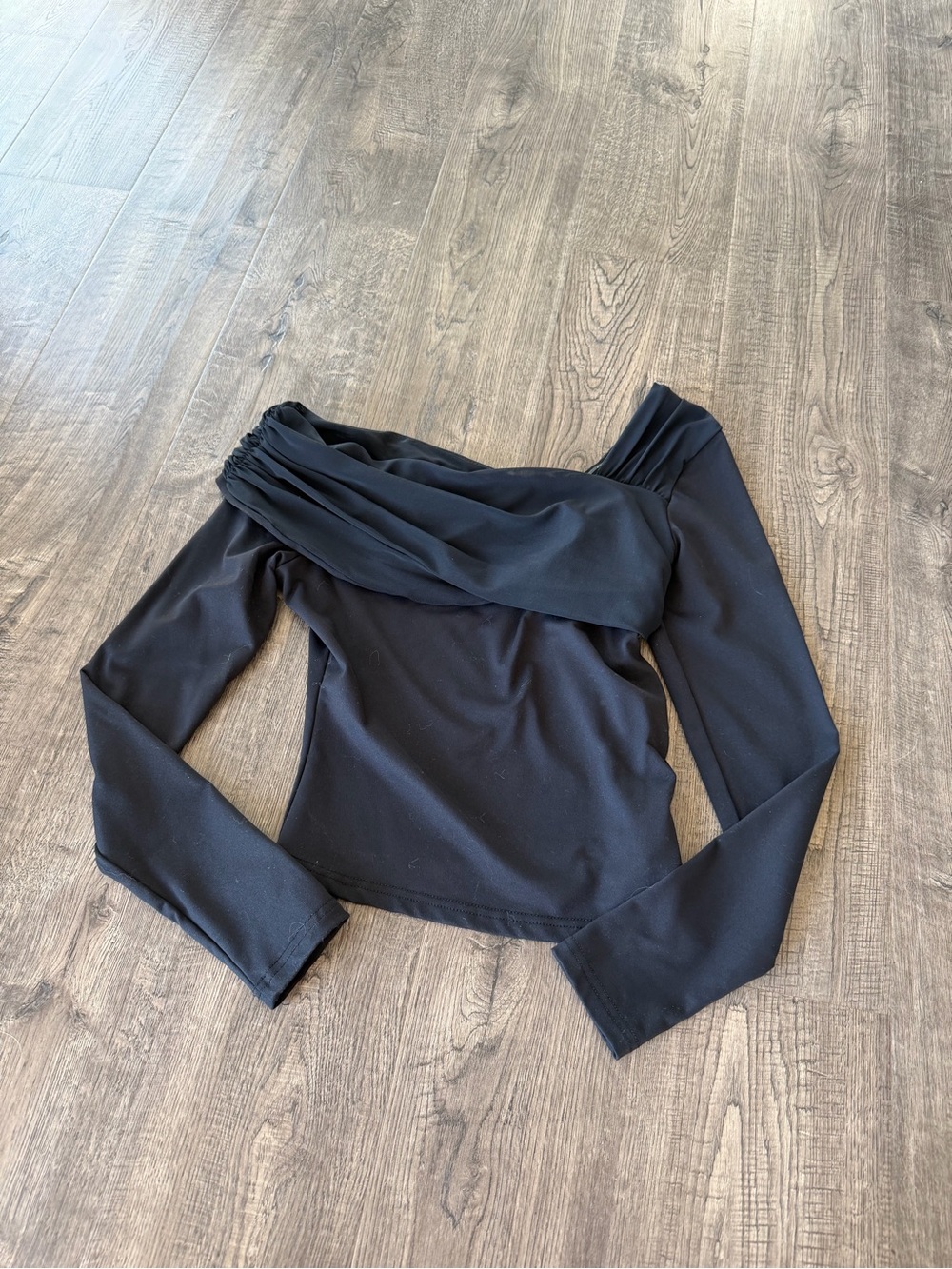 Princess Polly Black One-Shoulder Long Sleeve Top